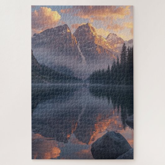 Sunset Mountain Lake Jigsaw Puzzle Legpuzzel (Verticaal)