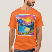 Sunset Mountain Lake Majesteit Kunst T-shirt (Voorkant)