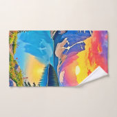 Sunset Mountain Lake Majesty Art Bad Handdoek (Handdoek)
