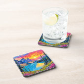 Sunset Mountain Lake Majesty Art Bier Onderzetter (Rechterzijde)