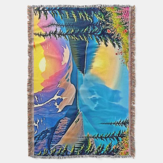 Sunset Mountain Lake Majesty Art Deken (Voorkant Verticaal)