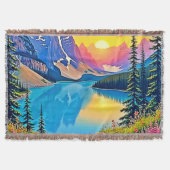 Sunset Mountain Lake Majesty Art Deken (Voorkant)