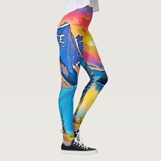 Sunset Mountain Lake Majesty Art Leggings (Rechts)