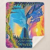 Sunset Mountain Lake Majesty Art Sherpa Deken (Voorkant)