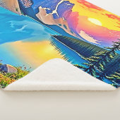 Sunset Mountain Lake Majesty Art Sherpa Deken (3/4)