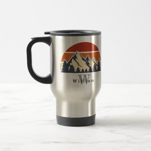 Sunset Mountain Monogram wandelen Reisbeker (Links)