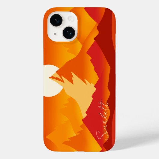 Sunset Mountain Peaks Landschapsillustratie Case-Mate iPhone Case (Achterkant)