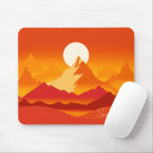 Sunset Mountain Peaks Landschapsillustratie Muismat (Met muis)