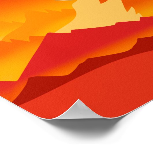 Sunset Mountain Peaks Landschapsillustratie Poster (Hoek)