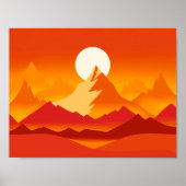 Sunset Mountain Peaks Landschapsillustratie Poster (Voorkant)
