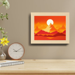 Sunset Mountain Peaks Landschapsillustratie Poster
