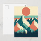 Sunset Mountain Peaks Retro Briefkaart (Voorkant / Achterkant)