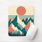 Sunset Mountain Peaks Retro Muismat (Met muis)