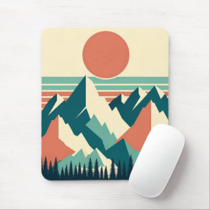 Sunset Mountain Peaks Retro Muismat
