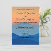 Sunset Mountain Powder Blue Wedding Kaart (Staand voorkant)