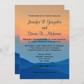 Sunset Mountain Powder Blue Wedding Kaart (Voorkant / Achterkant)