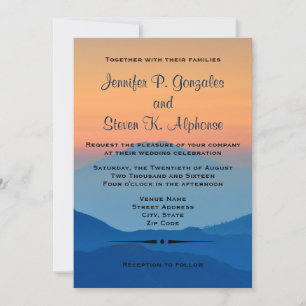 Sunset Mountain Powder Blue Wedding Kaart
