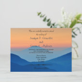 Sunset Mountain Powder Blue Wedding Kaart (Staand voorkant)