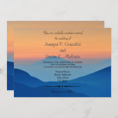 Sunset Mountain Powder Blue Wedding Kaart (Voorkant / Achterkant)