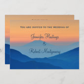 Sunset Mountain Powder Blue Wedding Kaart (Voorkant / Achterkant)
