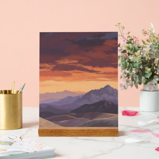 Sunset Mountain Range Vector Landscap Acryl Bord (Huwelijk)