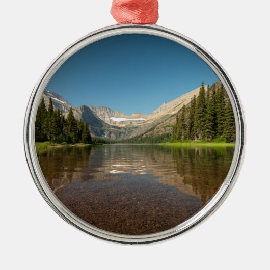 Sunset Mountain Reflection | Nationaal park Glacie Metalen Ornament (Voorkant)