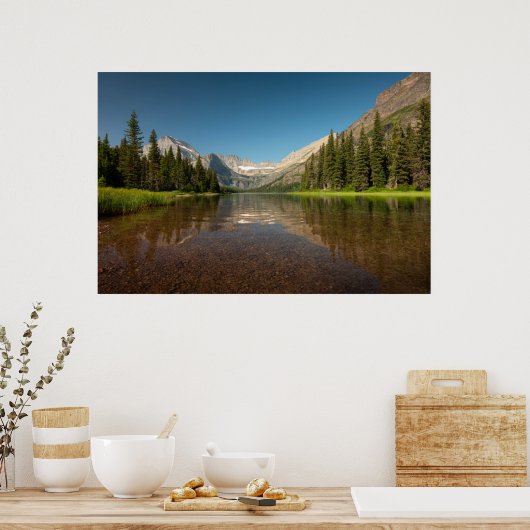Sunset Mountain Reflection | Nationaal park Glacie Poster (Keuken)