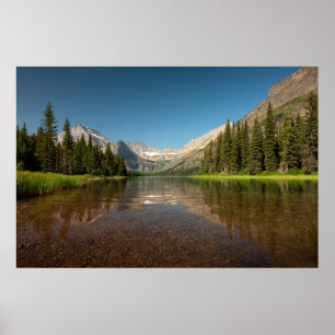 Sunset Mountain Reflection   Nationaal park Glacie Poster