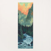 Sunset Mountain River Avontuur Yoga Mat (Achterkant)
