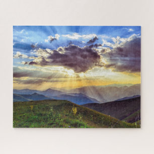 Sunset Mountain Scene Landscape Jigzaag Puzzle Legpuzzel