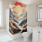Sunset Mountain Sky Japanse stijl douchegordijn (In situ)