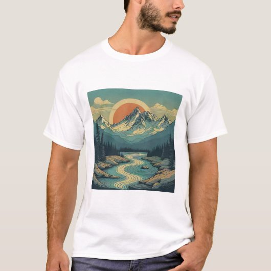 Sunset Mountain T-shirt Design (Voorkant)