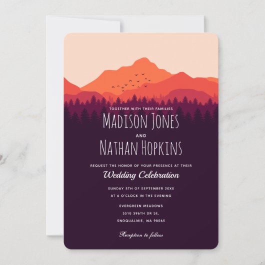 Sunset Mountain Uitzicht Wedding Kaart (Voorkant)