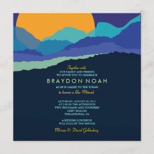 SUNSET & MOUNTAINES Bar Bat Mitzvah Invitation Kaart