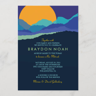 SUNSET & MOUNTAINES Bar Bat Mitzvah Invitation Kaart