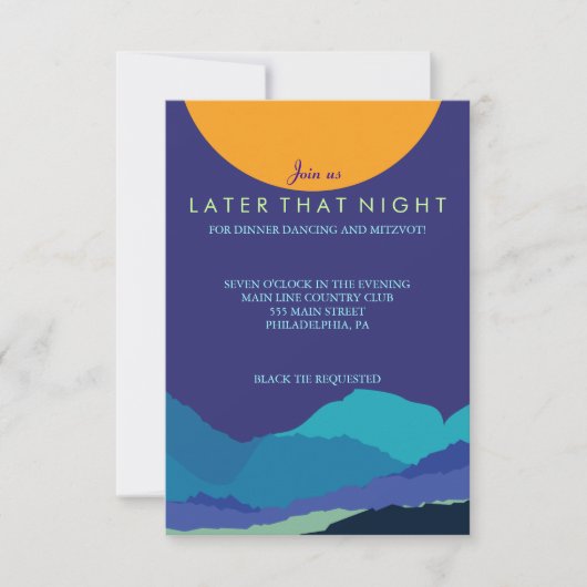 SUNSET & MOUNTAINES Bar Bat Mitzvah Party Card Kaart (Voorkant)