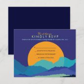 SUNSET & MOUNTAINES Bar Bat Mitzvah Reply Card RSVP Kaartje (Voorkant / Achterkant)