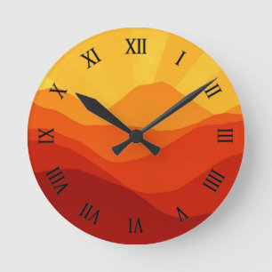 Sunset Mountains Banner Ronde Klok