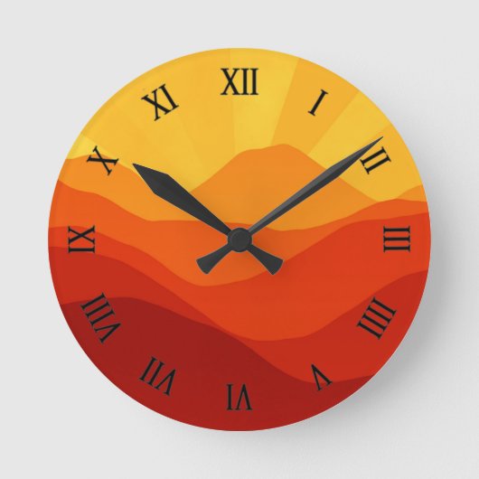 Sunset Mountains Banner Ronde Klok (Voorkant)