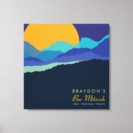 SUNSET & MOUNTAINS Bar Bat Mitzvah Sign-In Board Canvas Afdruk (Voorkant)