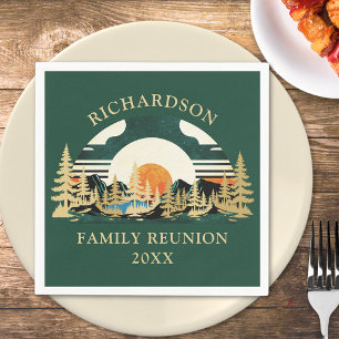 Sunset Mountains Camping Groene Familie Reünie Servet