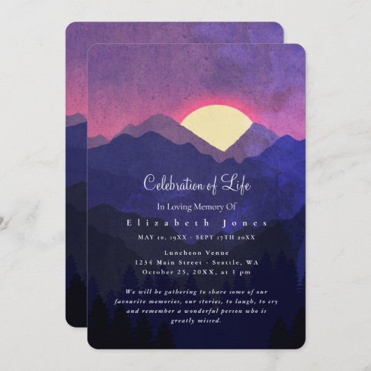 Sunset Mountains Celebration of Life Funeral (Voorkant / Achterkant)