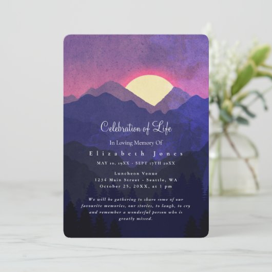 Sunset Mountains Celebration of Life Funeral (Staand voorkant)