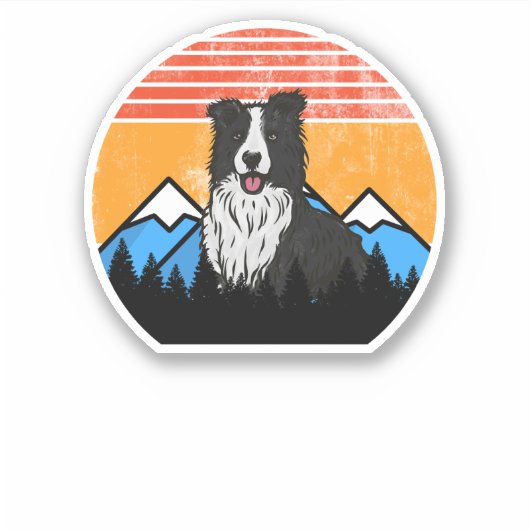 Sunset Mountains en Forest Border Collie Sticker (Voorkant)