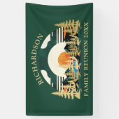 Sunset Mountains Groene Familie Reünie Spandoek (Verticaal)