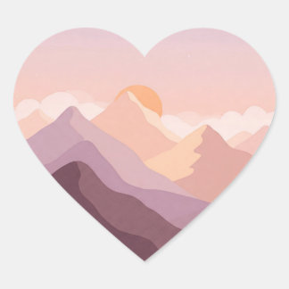 Sunset Mountains Hart Sticker