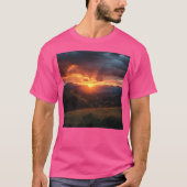 Sunset Mountains Landschap Bergen Landschap Muur T-shirt (Voorkant)