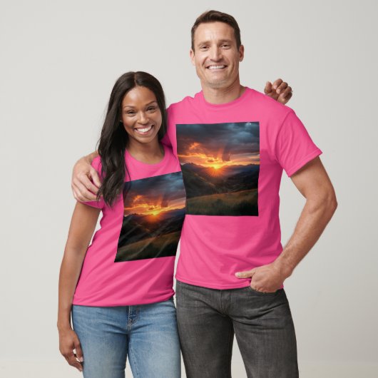 Sunset Mountains Landschap Bergen Landschap Muur T-shirt (Unisex)