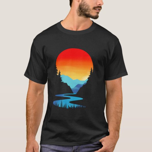  Sunset Mountains Outdoor Natuur Liefde Lang T-shirt (Voorkant)