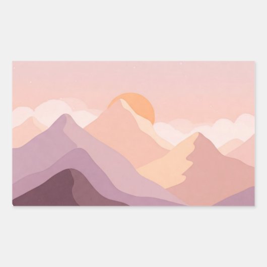 Sunset Mountains Rechthoekige Sticker (Voorkant)